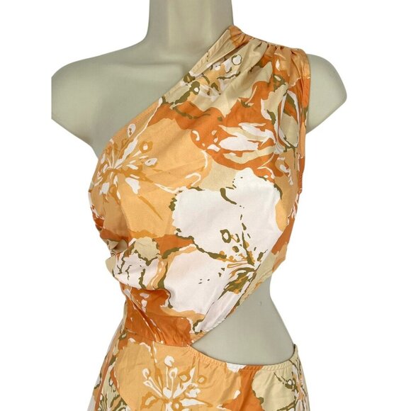 Alice Elle Maxi Dress One Shoulder‎ Floral Orange Sleeveless Cut Out Size 6 NWT - Picture 3 of 16